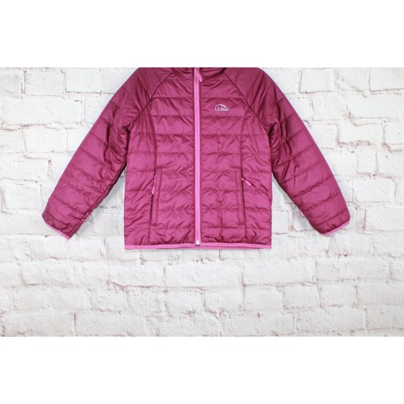 LL Bean Pink Quilted Waterproof Full Zipper All-Season Jacket Size M 5-6 - Picture 2 of 10